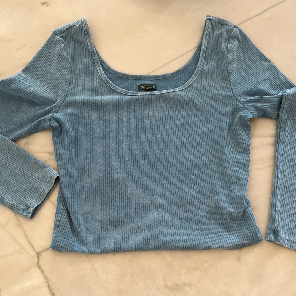 Wild fable turquoise blue ribbed crop top sz L